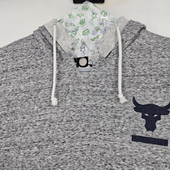 Project Rock Hoodie Mens Medium Gray Sleeveless Under Armour Muscle Performance - Picture 2 of 9